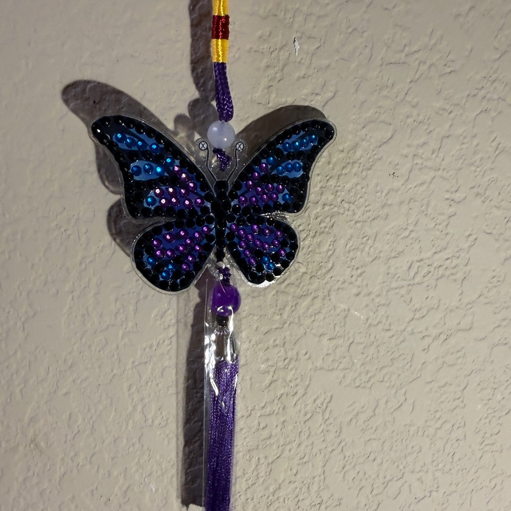 Multi Beaded Butterfly Hanging Ornament/Car Tassel/Wind Chime - Picture 10 of 12